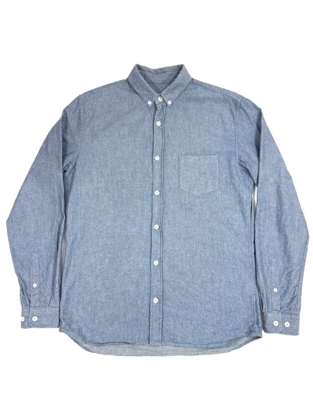 Octobre Editions Mens Shirt Long Sleeve Button Down Size Small Blue Dot Print